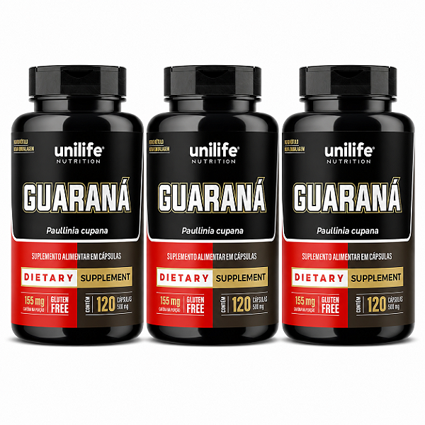 Kit 3 Guaraná Unilife 120 Cápsulas