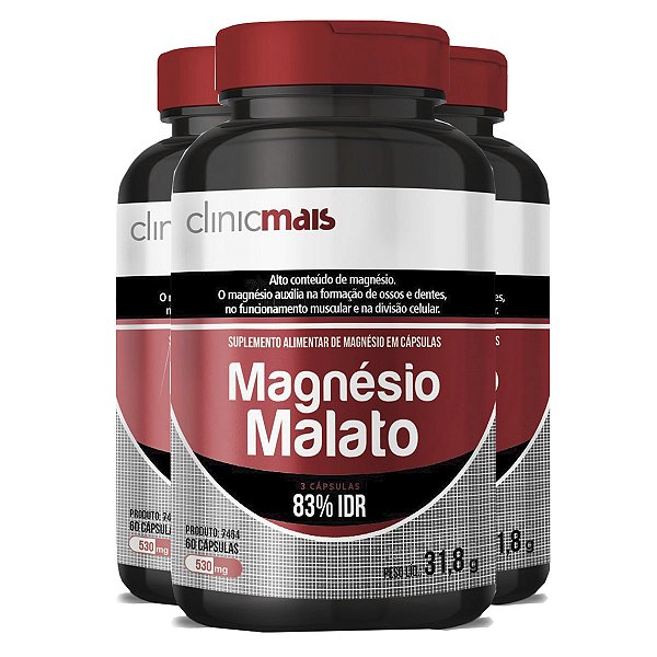 Kit 3 Magnésio Malato ClinicMais 60 Capsulas
