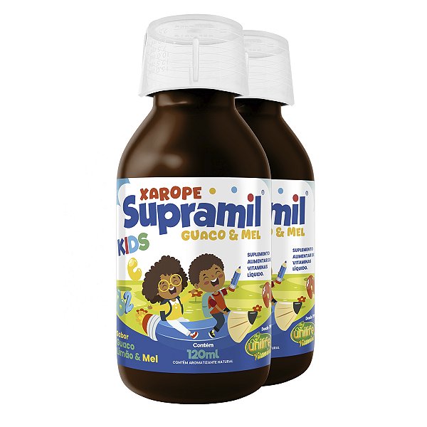 Kit 2 Supramil Xarope Infantil Guaco Limão e Mel Unilife 120 ml