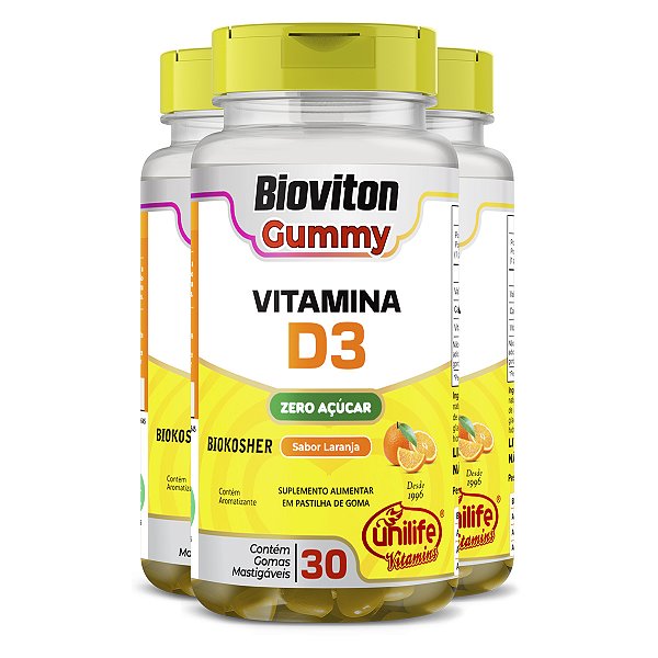 Kit 3 Gummy Vitamina D3 Laranja 30 gomas