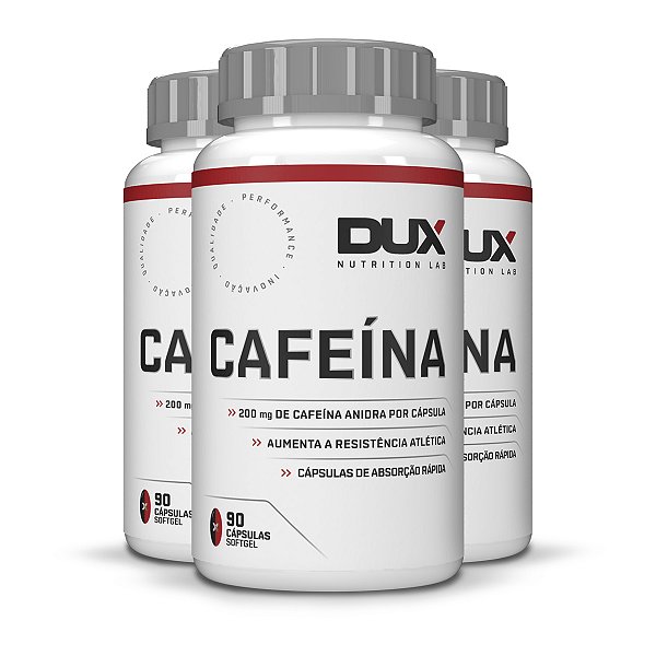 Kit 3 Cafeína Dux Sem Sabor 90 Cápsulas