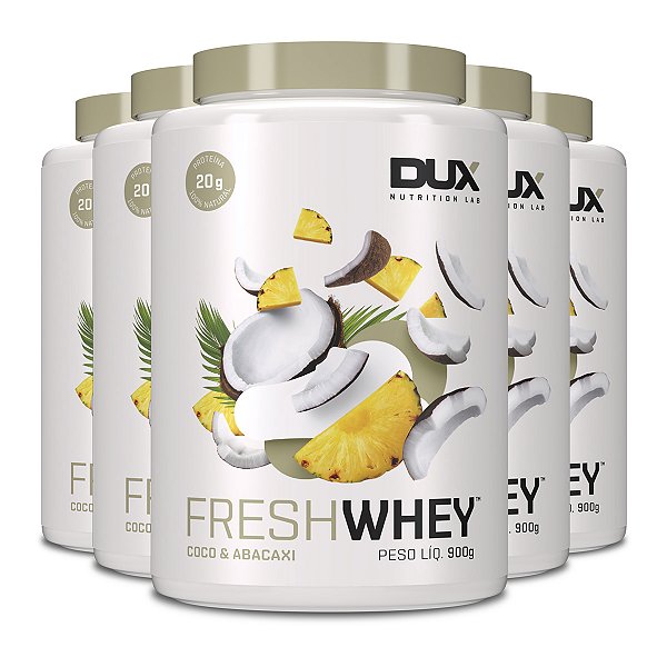 Kit 5 Whey Protein Fresh Dux Abacaxi e Coco 900g