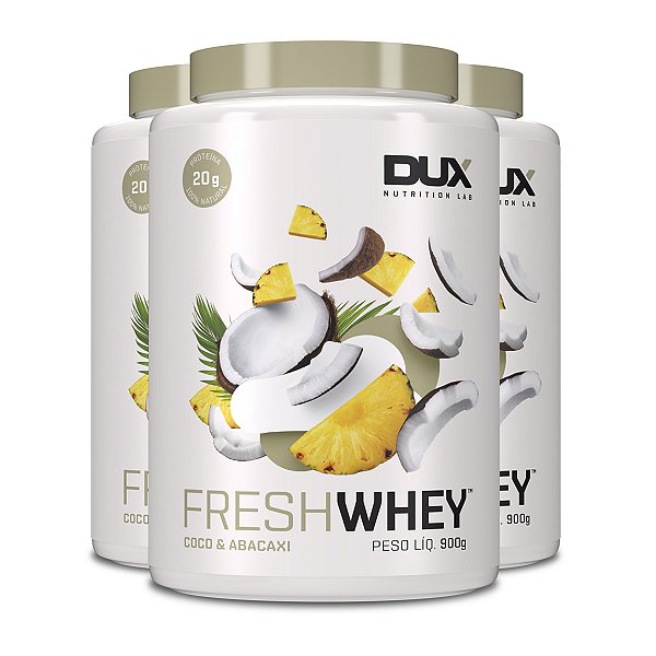 Kit 3 Whey Protein Fresh Dux Abacaxi e Coco 900g