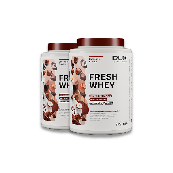 Kit 2 Whey Protein Fresh Dux Chocolate Belga e Avelã 900g