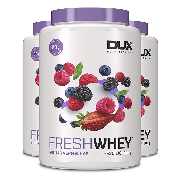 Kit 3 Whey Protein Fresh Dux Frutas Vermelhas 900g
