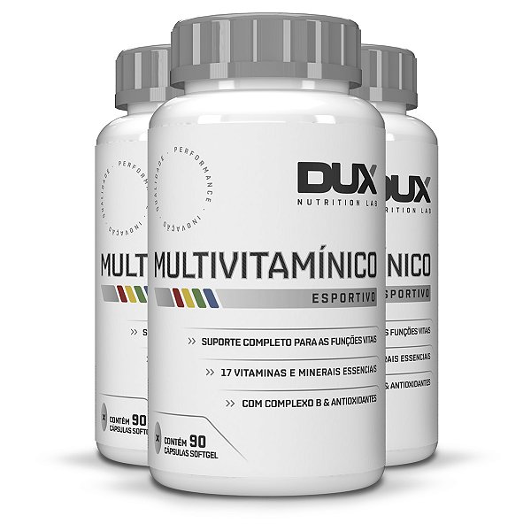 Kit 3 Multivitamínico Dux Esportivo Sem Sabor 90 Cápsulas