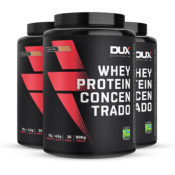 Kit 3 Whey Protein Concentrado Dux Doce de Leite 900g