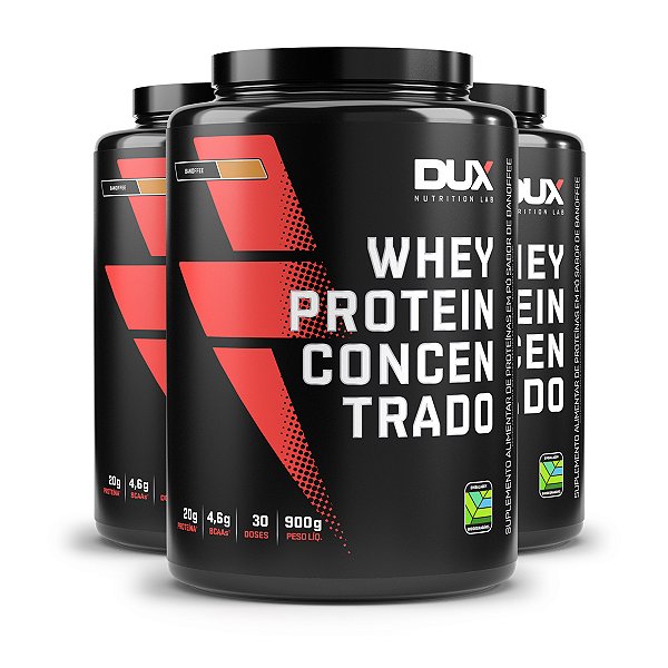 Kit 3 Whey Protein Concentrado Dux Banoffee 900g