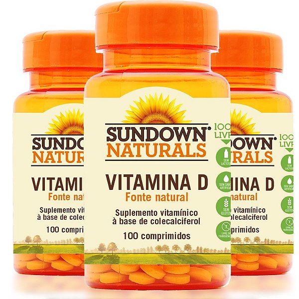 Kit - 3 Vitamina D3 Sundown 100 Comprimidos