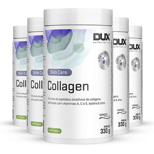Kit 5 Colágeno Hidrolisado Dux Collagen Capim Limão 330g