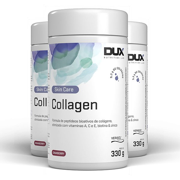 Kit 3 Colágeno Hidrolisado Dux Collagen Cranberry 330g