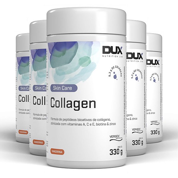 Kit 5 Colágeno Hidrolisado Dux Collagen Tangerina 330g
