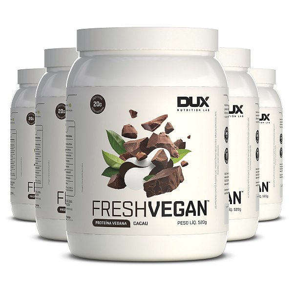 Kit 5 Proteina Vegetal Dux Fresh Vegan Cacau 520g