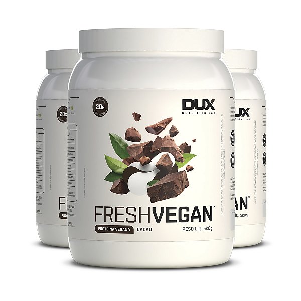 Kit 3 Proteina Vegetal Dux Fresh Vegan Cacau 520g