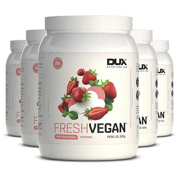 Kit 5 Proteina Vegetal Dux Fresh Vegan Morango 520g