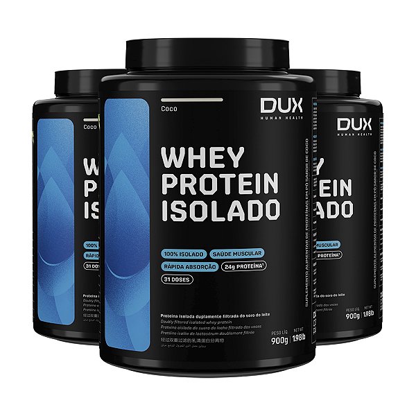 Kit 3 Whey Protein Isolado Dux Coco 900g