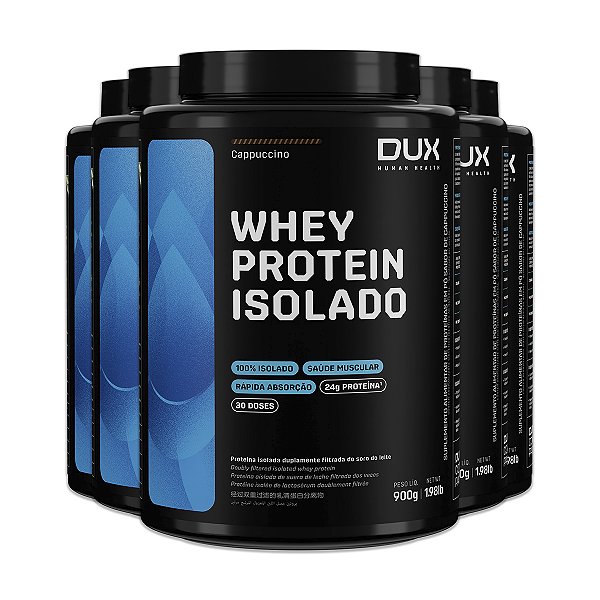 Kit 5 Whey Protein Isolado Dux Cappuccino 900g