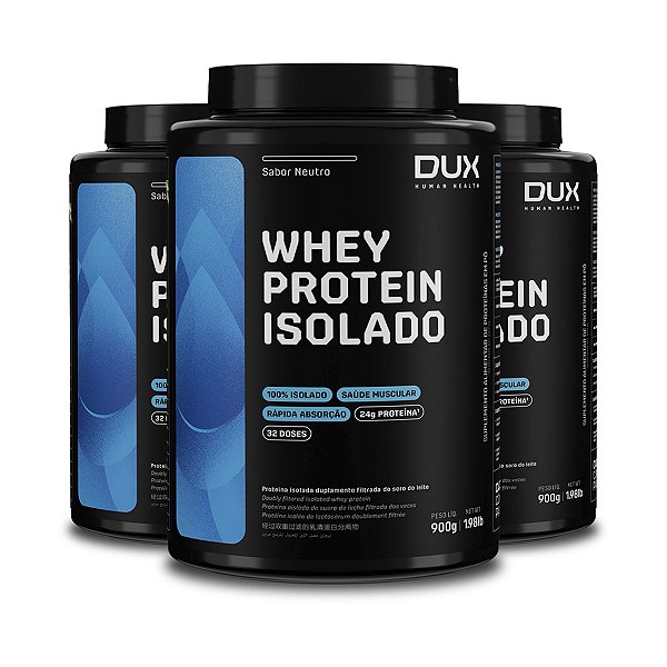 Kit 3 Whey Protein Isolado Dux Neutro 900g
