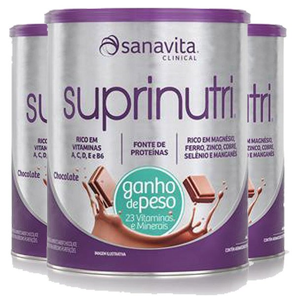 Kit 3 Suprinutri ganho de peso Sanavita chocolate 400g