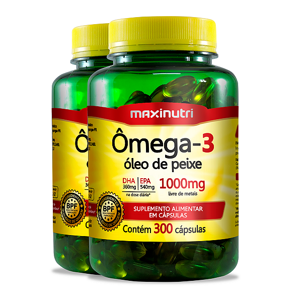 Kit 2 Ômega 3 1000mg Maxinutri 300 Cápsulas