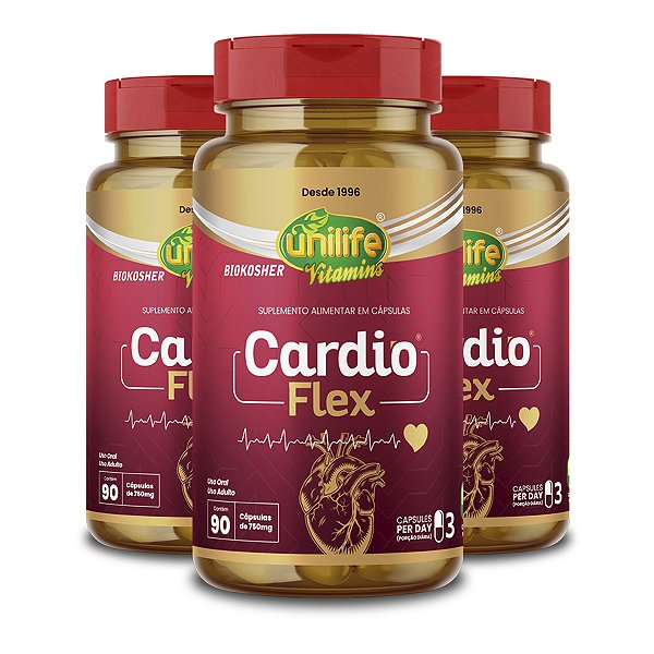 Kit 3 Cardio Flex Unilife 90 Cápsulas 750mg