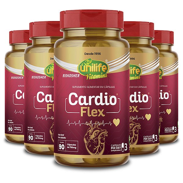 Kit 5 Cardio Flex Unilife 90 Cápsulas 750mg