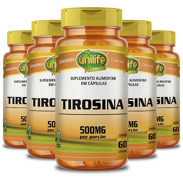 Kit 5 Tirosina Unilife 60 Cápsulas 470mg