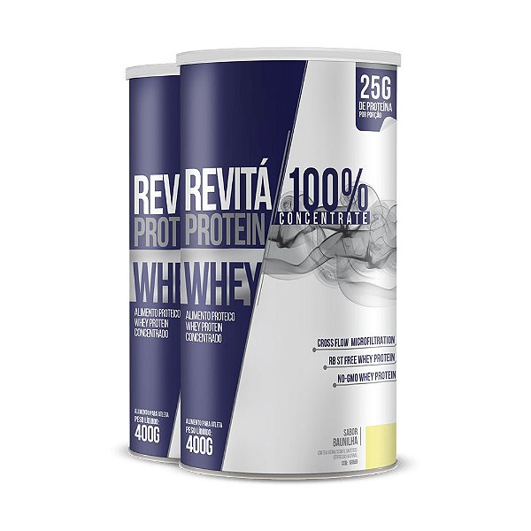 Kit 2 Whey Protein Concentrate 25g Revitá baunilha 400g