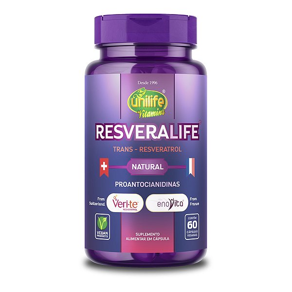 Trans Resveratrol Resveralife Unilife 60 Cápsulas