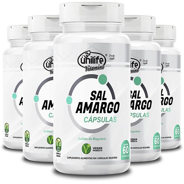 Kit 5 Sal Amargo Unilife 60 Cápsulas 850mg
