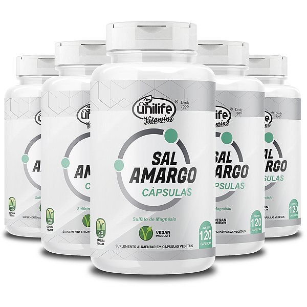 Kit 5 Sal Amargo Unilife 120 Cápsulas 850mg