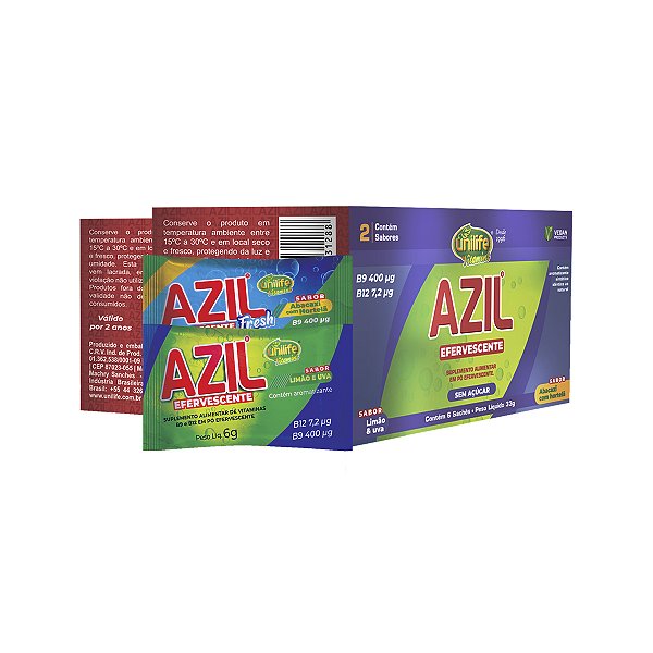 Kit 2 Azil Efervescente Unilife Abacaxi Hortelã Limão Uva 6un