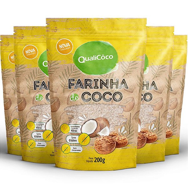 Kit 5 Farinha de coco Qualicôco 200g