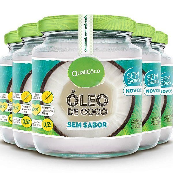 Kit 5 Óleo de coco sem sabor Qualicôco 200ml