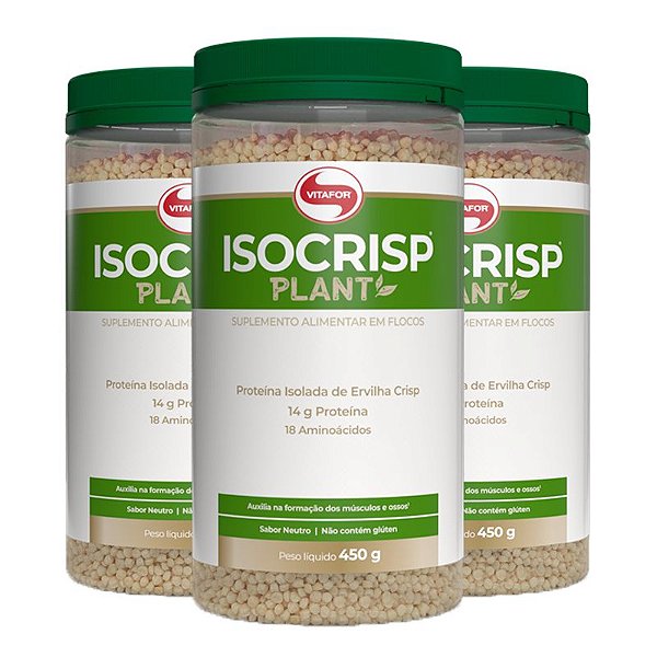 Kit 3 Whey Protein Vegano Crisp Isocrisp Plant Vitafor 450g