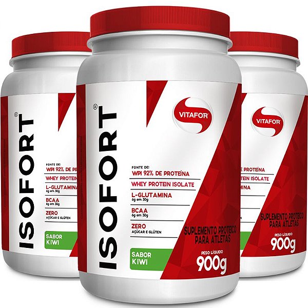 Kit 3 Whey protein Isofort Vitafor Kiwi mix 900g