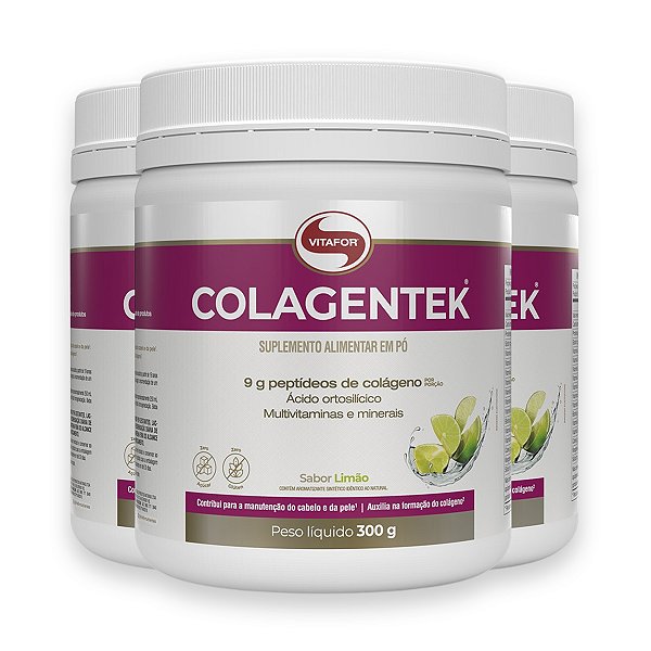 Kit 3 Colagentek Vitafor 300g Limão