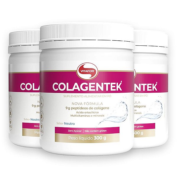 Kit 3 Colágeno hidrolisado Colagentek Vitafor neutro 300g