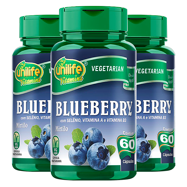 Kit 3 Blueberry Unilife 60 cápsulas