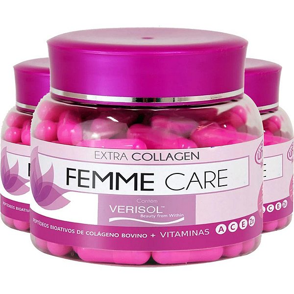 Kit 3 Colágeno Femme Care Verisol Bovino Unilife 90 Cápsulas