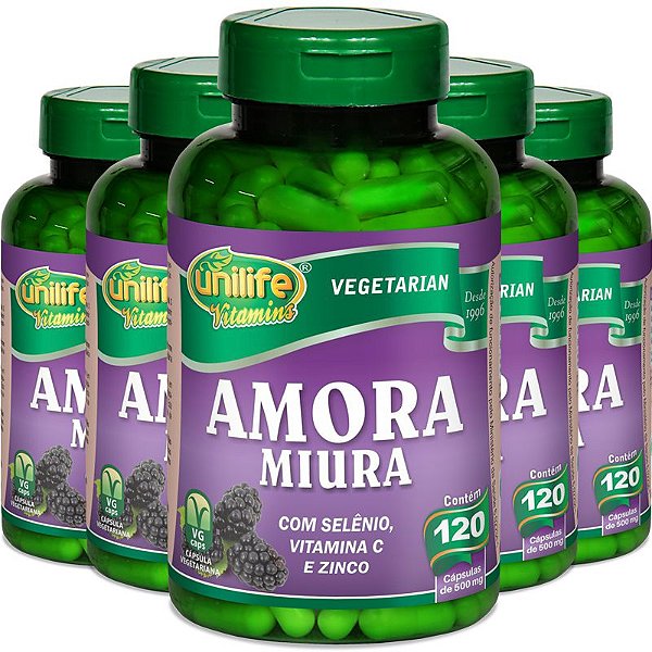 Amora Miura Unilife Selênio + Vitamina C e Zinco 120 Cáp Kit 05 Und