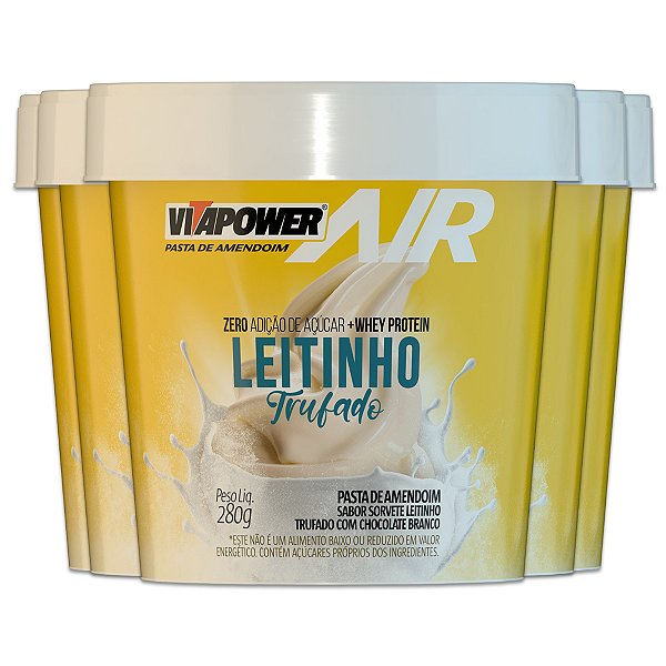 Kit 5 Pasta de Amendoim Vitapower Whey Leitinho Trufado 280g