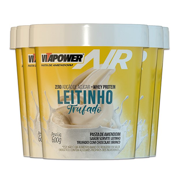 Kit 5 Pasta de Amendoim Vitapower Whey Leitinho Trufado 600g
