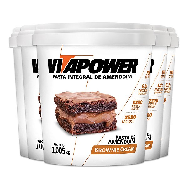 Kit 5 Pasta de Amendoim Vitapower Brownie e Cream 1Kg