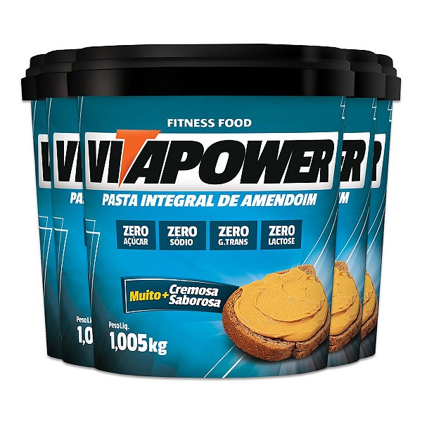 Kit 5 Pasta de Amendoim Vitapower Integral 1Kg