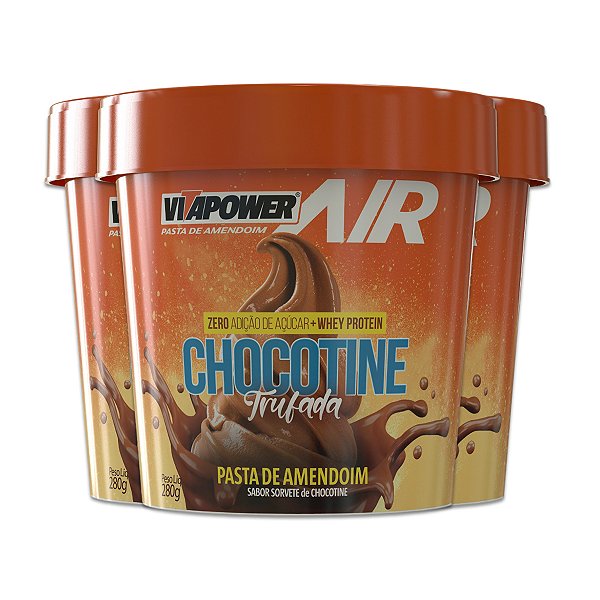 Kit 3 Pasta de Amendoim Vitapower Whey Chocotine Trufado 280g