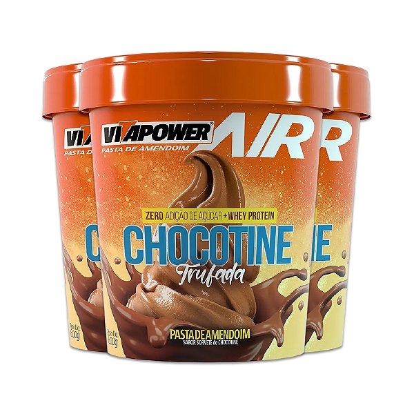 Kit 3 Pasta de Amendoim Vitapower Whey Chocotine Trufado 600
