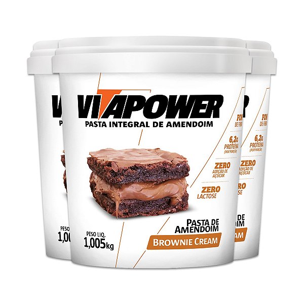 Kit 3 Pasta de Amendoim Vitapower Brownie e Cream 1Kg