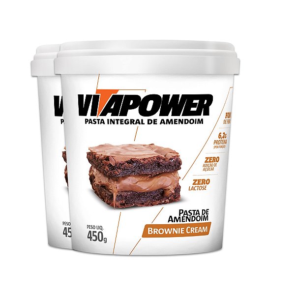 Kit 2 Pasta de Amendoim Vitapower Brownie e Cream 450g