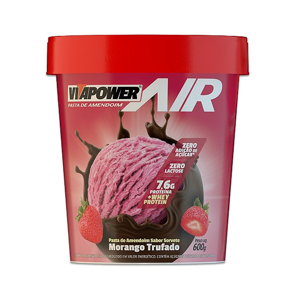 Pasta de Amendoim Vitapower Whey Morango Trufado 600g